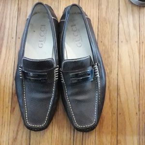 Brown Gucci loafers